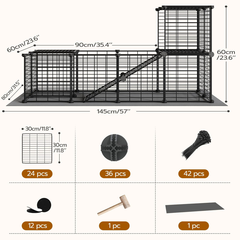 HOOBRO 24-panel cage setup illustrating spacious play area