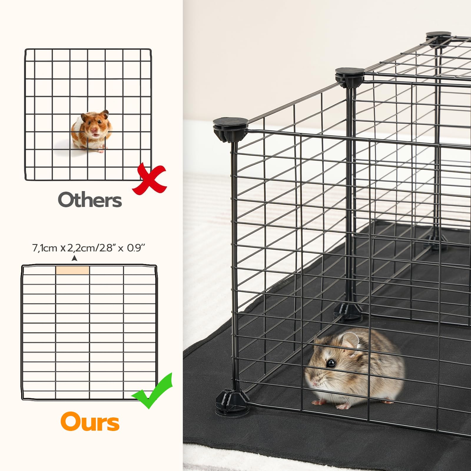 HOOBRO cage zone layout for feeding resting exploring