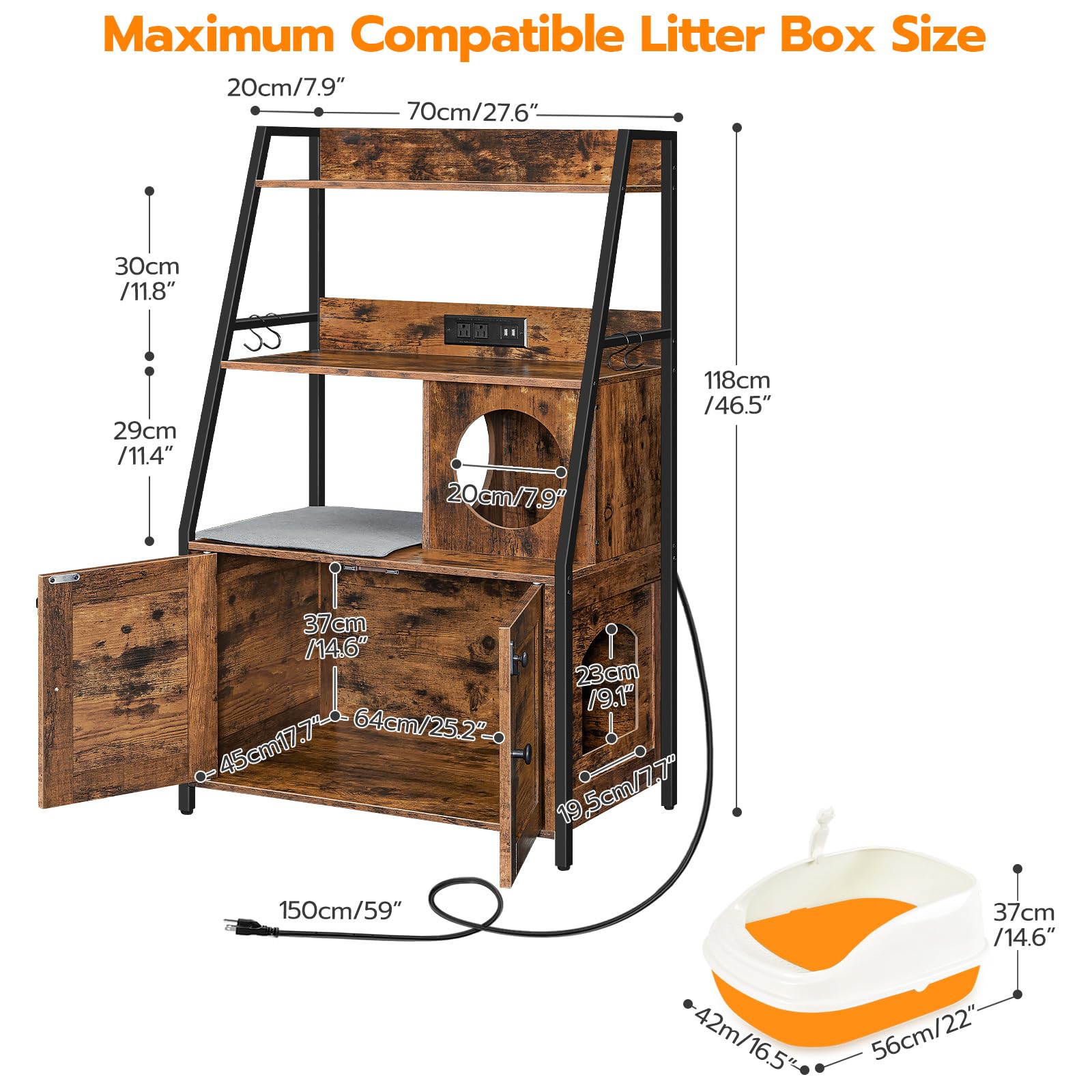 HOOBRO adjustable feet keep the cabinet level on uneven floors.