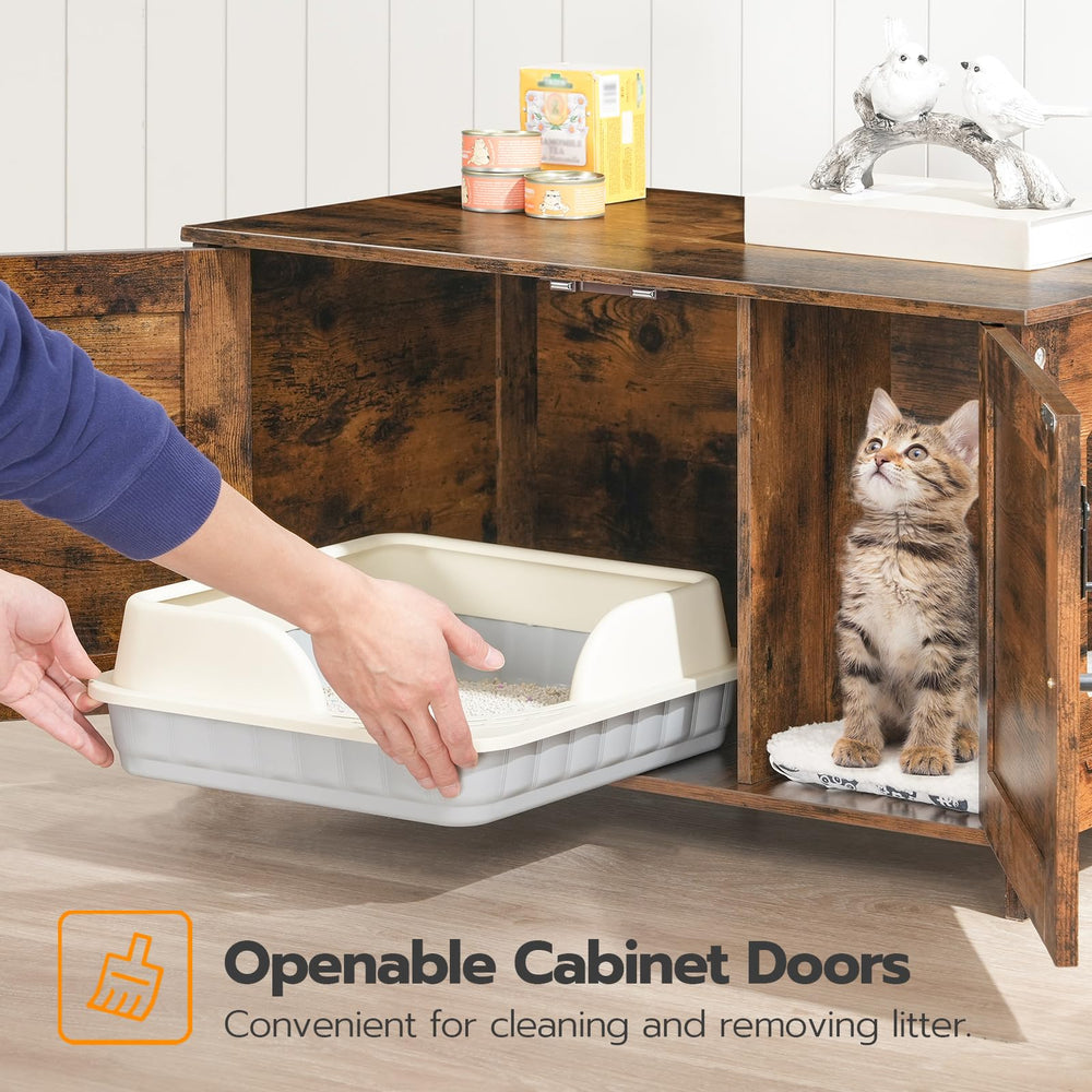 HOOBRO enclosure dual doors simplify cleaning and quick access to litter and mat