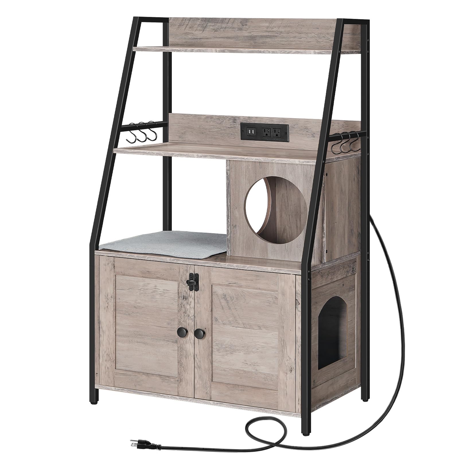 HOOBRO litter box enclosure front view with arc door for discreet unit and odor concealment.