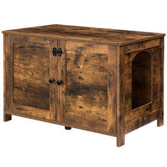 HOOBRO litter box enclosure front view; rustic wood and hidden litter for tidy spaces