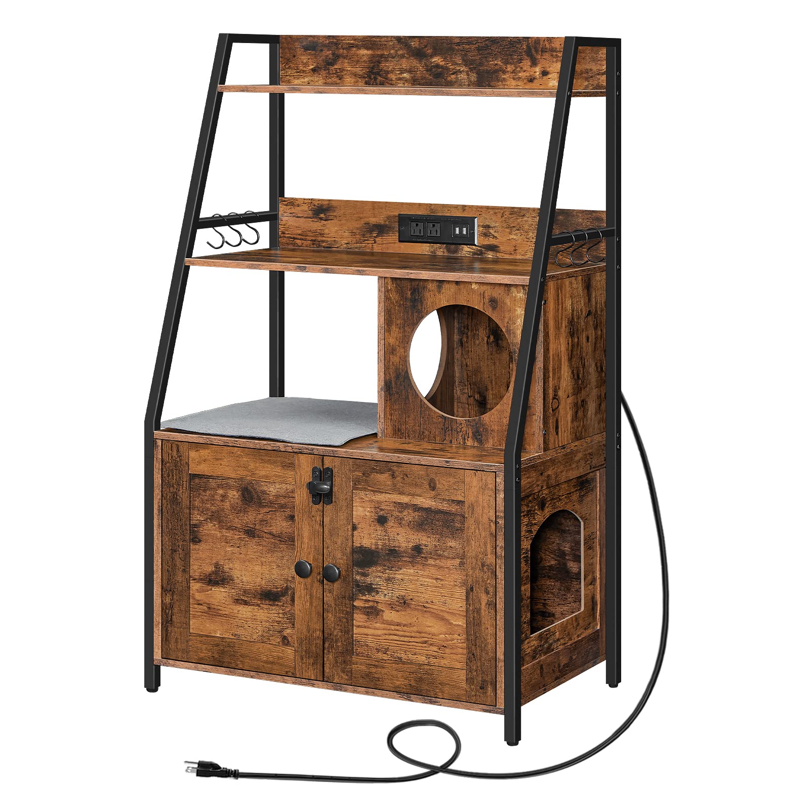HOOBRO litter box enclosure hides mess with double doors and odor control.