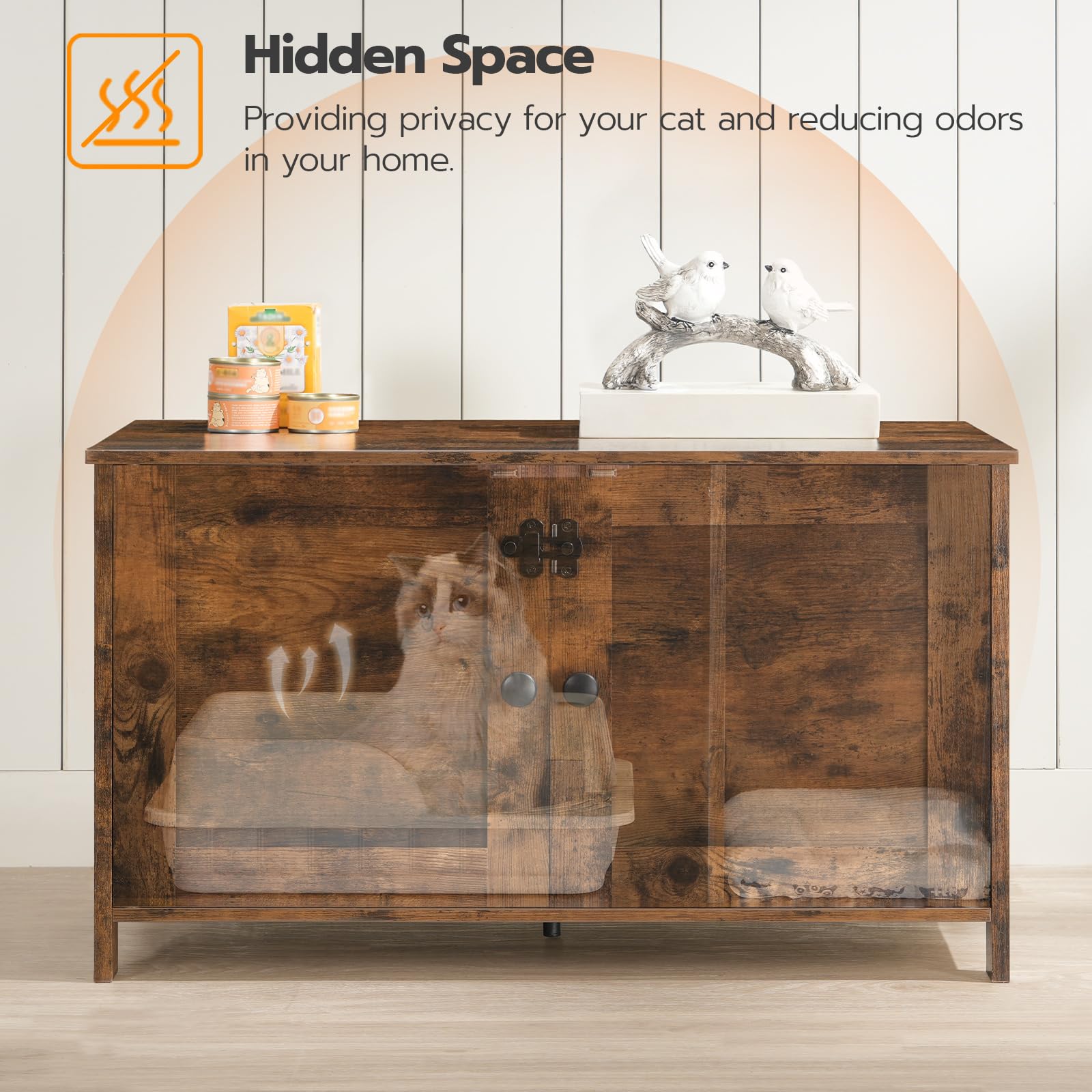 HOOBRO litter box enclosure privacy area helps cats feel secure during bathroom routines