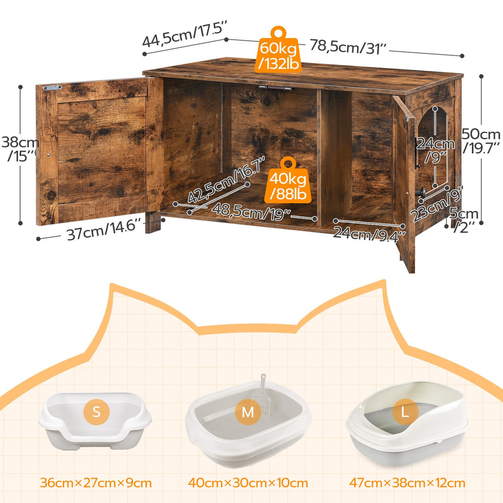 HOOBRO litter box enclosure removable divider expands space for large cats, reducing litter spill
