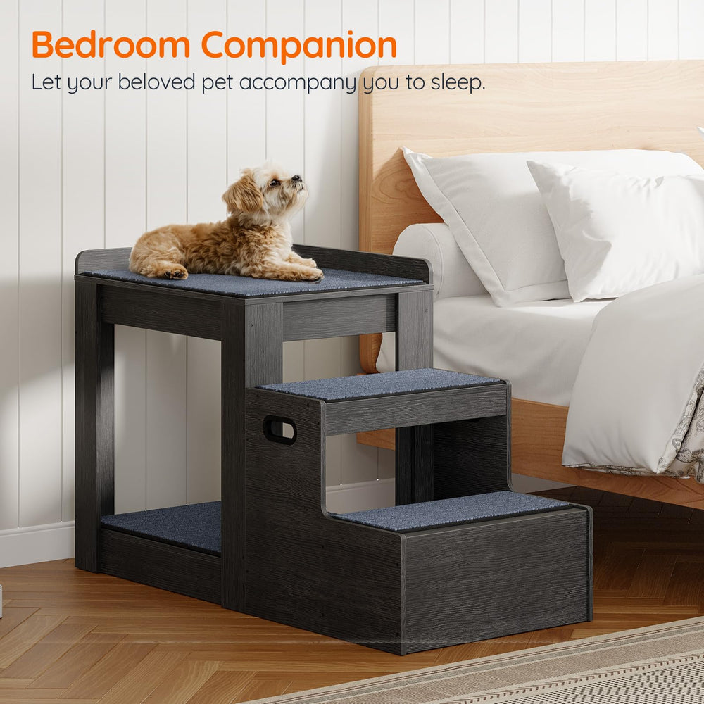 HOOBRO pet bunk bed removable stairs provide easy access to the platform for aging pets