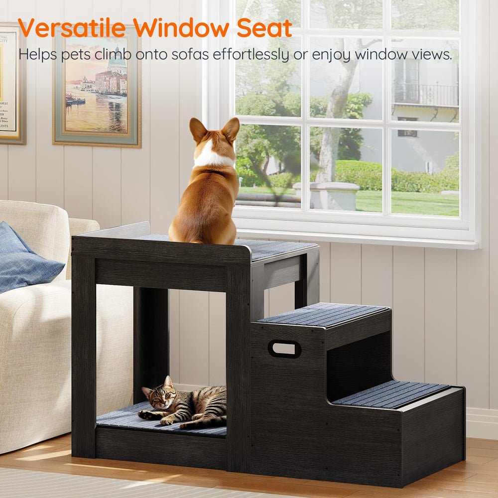 HOOBRO pet window seat charcoal gray ready for sunlit moments