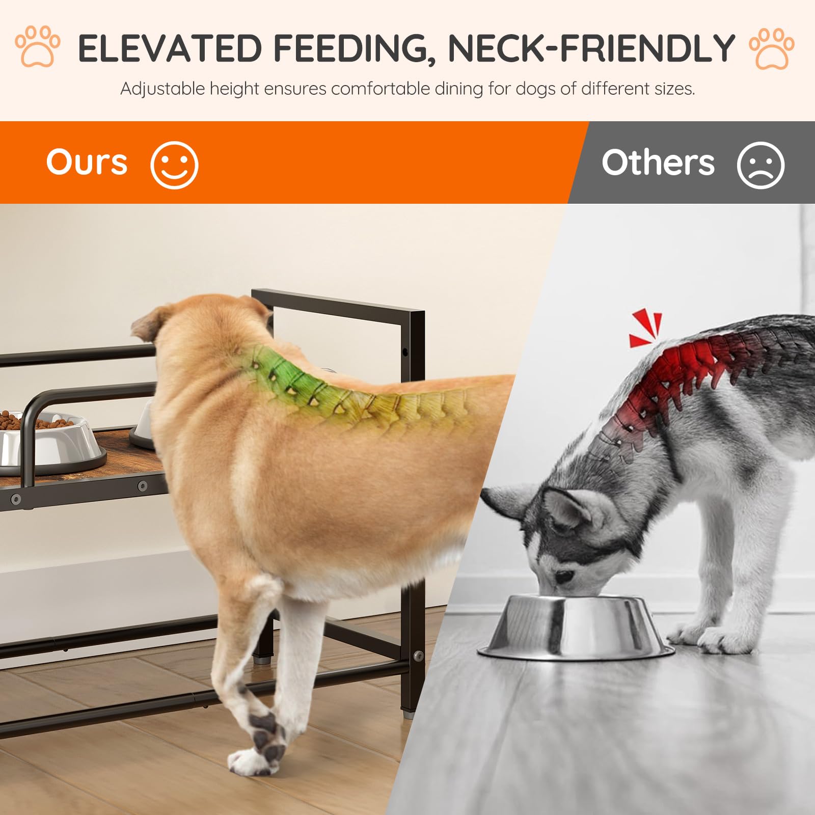HOOBRO raised dog bowl stand dimensions highlight a spacious footprint.