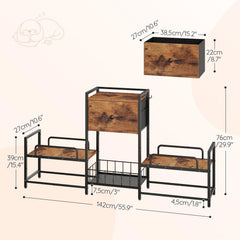 HOOBRO raised dog bowl stand drawer-open highlights convenient food storage within reach.