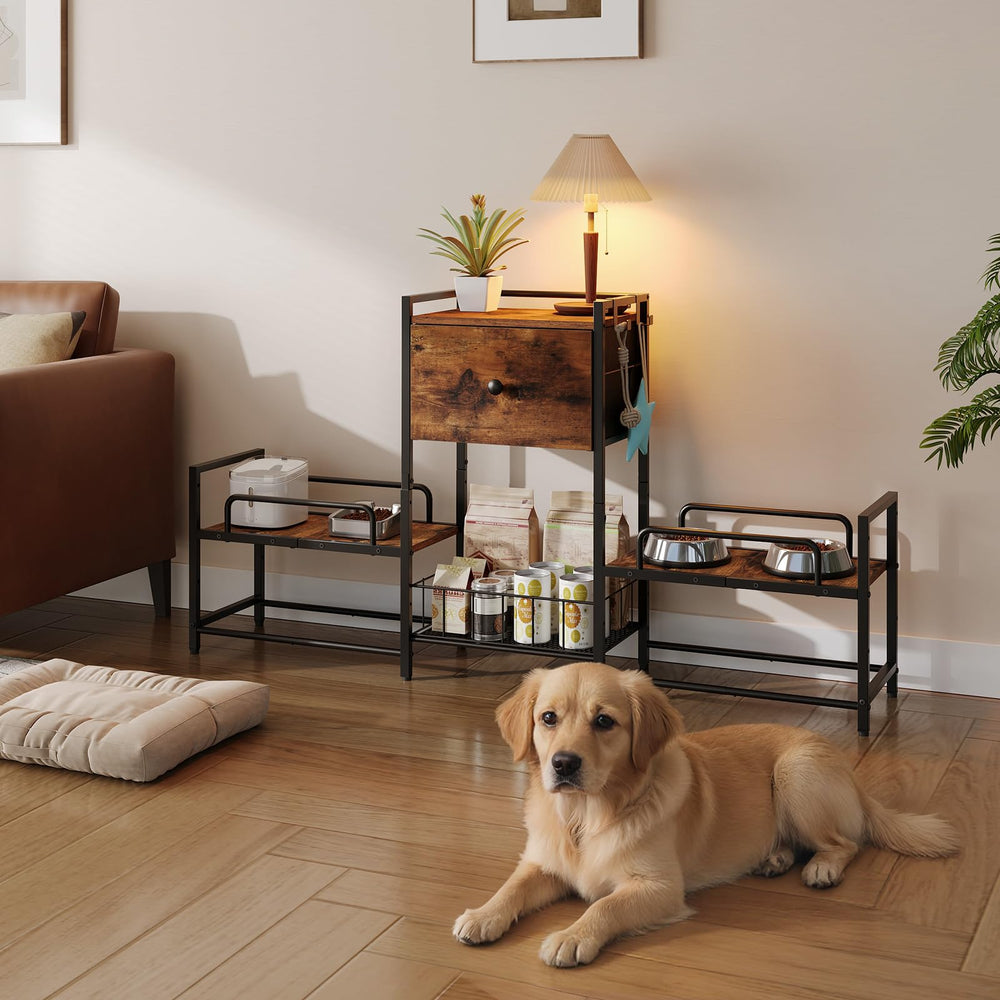 HOOBRO raised dog bowl stand side view shows elevated height for comfortable feeding.