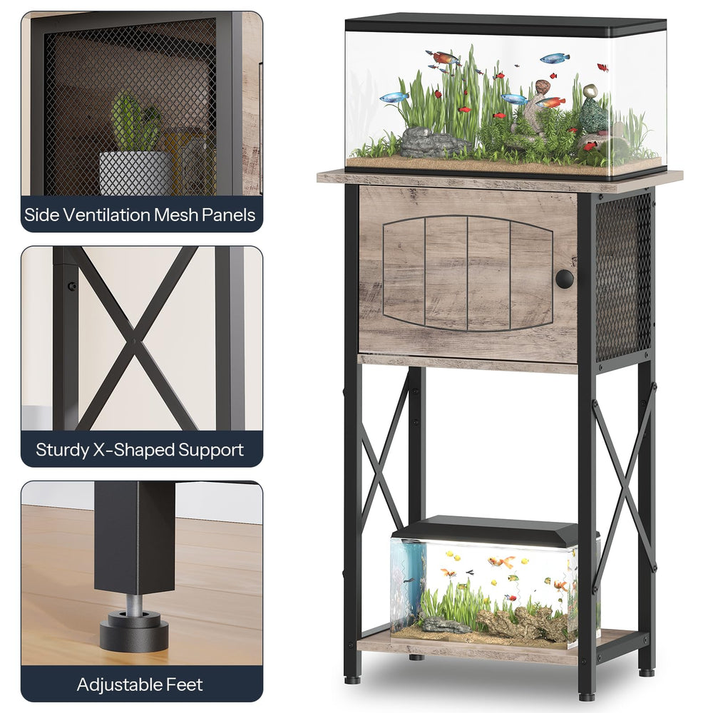 HOOBRO reptile tank stand with ventilated cabinet supports organized reptile care and airflow.