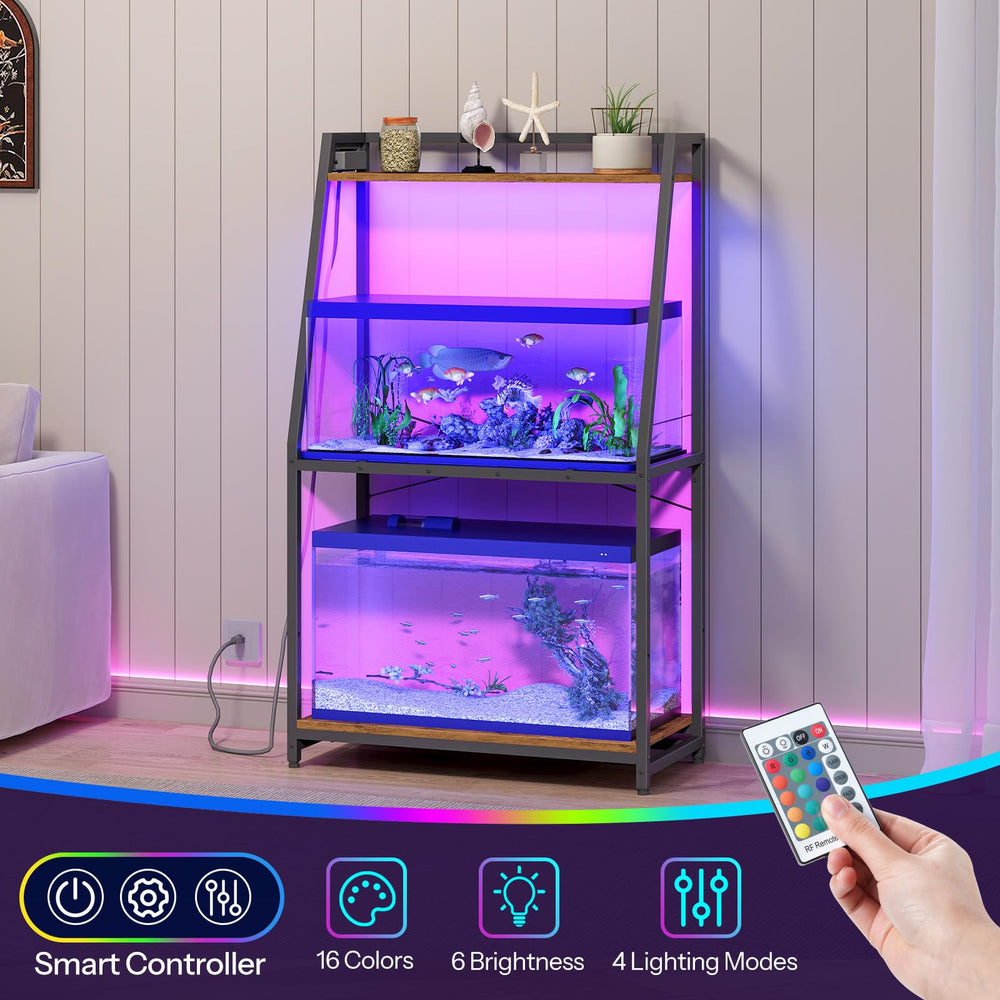 HOOBRO rustic brown finish highlights modern, versatile aquarium stand