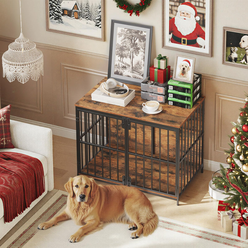 HOOBRO wooden dog kennel indoor highlights warm wood tones for a cozy home feel