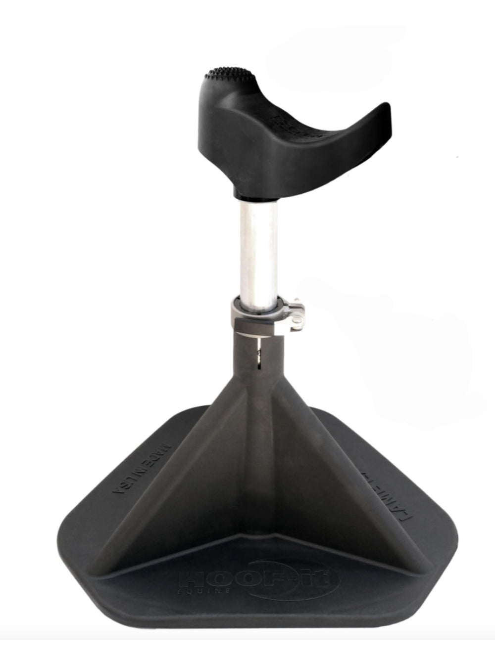 Hoof-It Blacksmith hoof stand post provides stable support for precise hoof work.