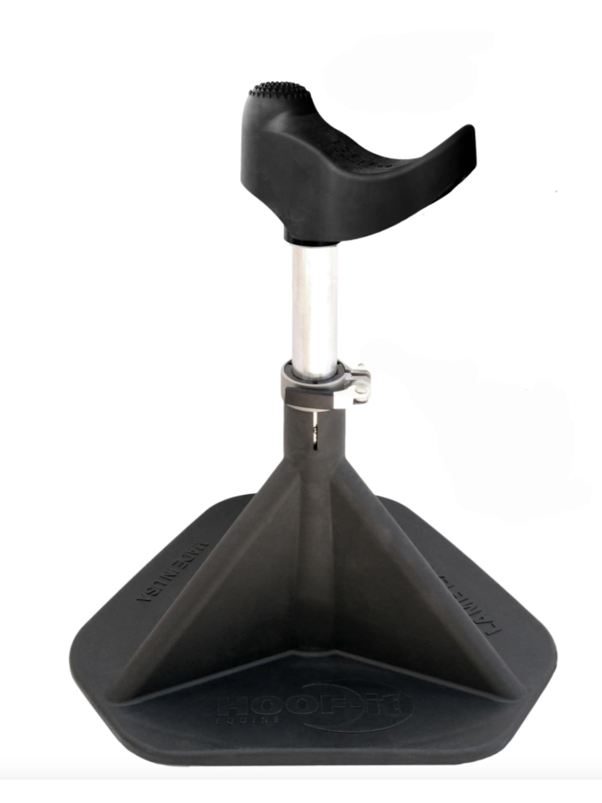 Hoof-It Blacksmith hoof stand post provides stable support for precise hoof work.
