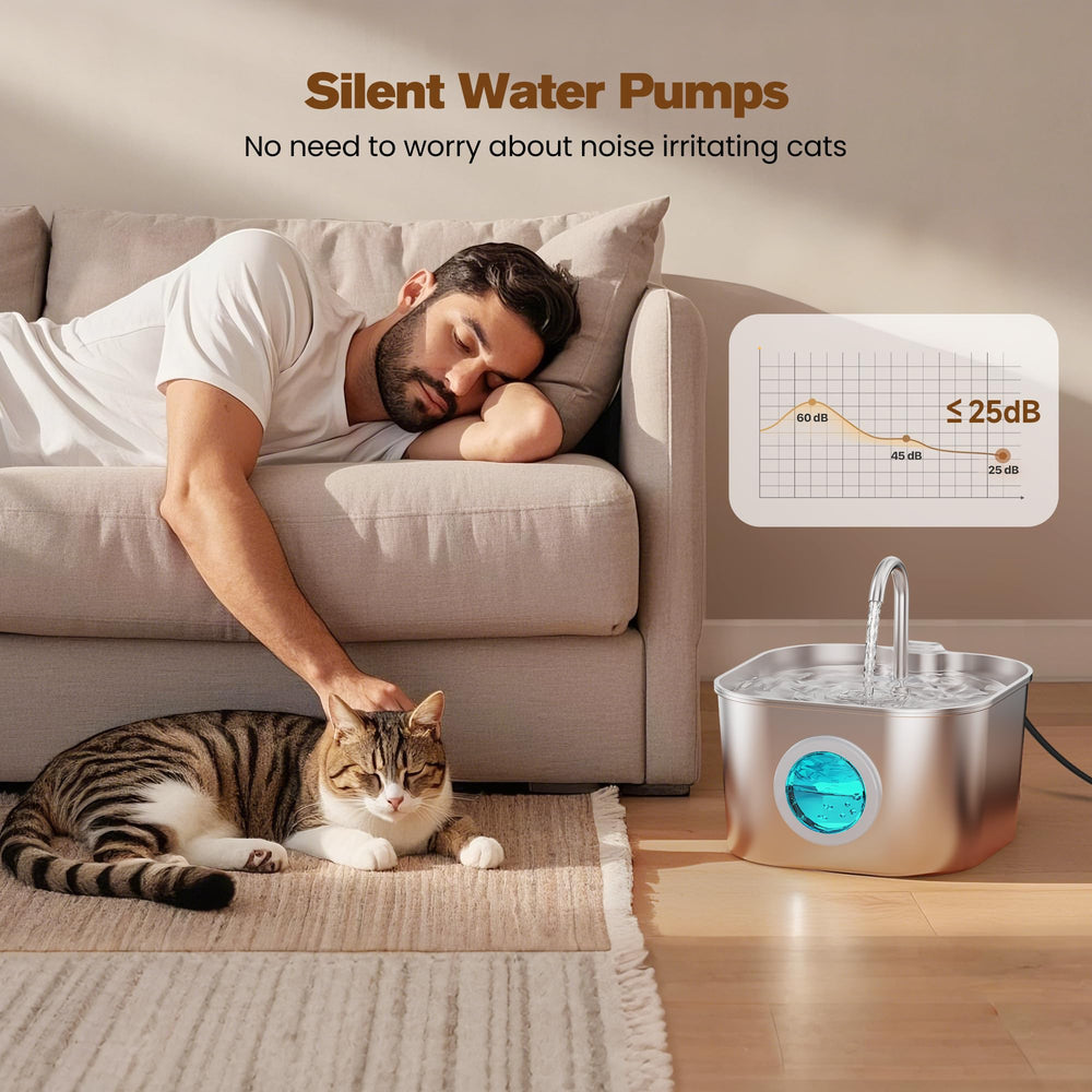 HOOISE cat water fountain quiet 5V pump operates quietly for calm pets