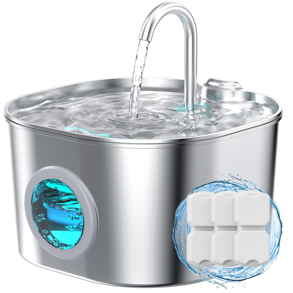 HOOISE cat water fountain stainless steel body shows seamless construction for clean hydration