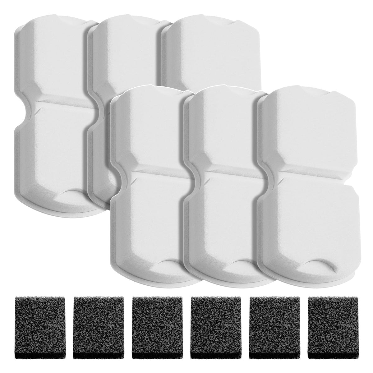 HOOISE replacement cat water fountain filter 6-pack promotes fresh hydration and odor-free water for cats.
