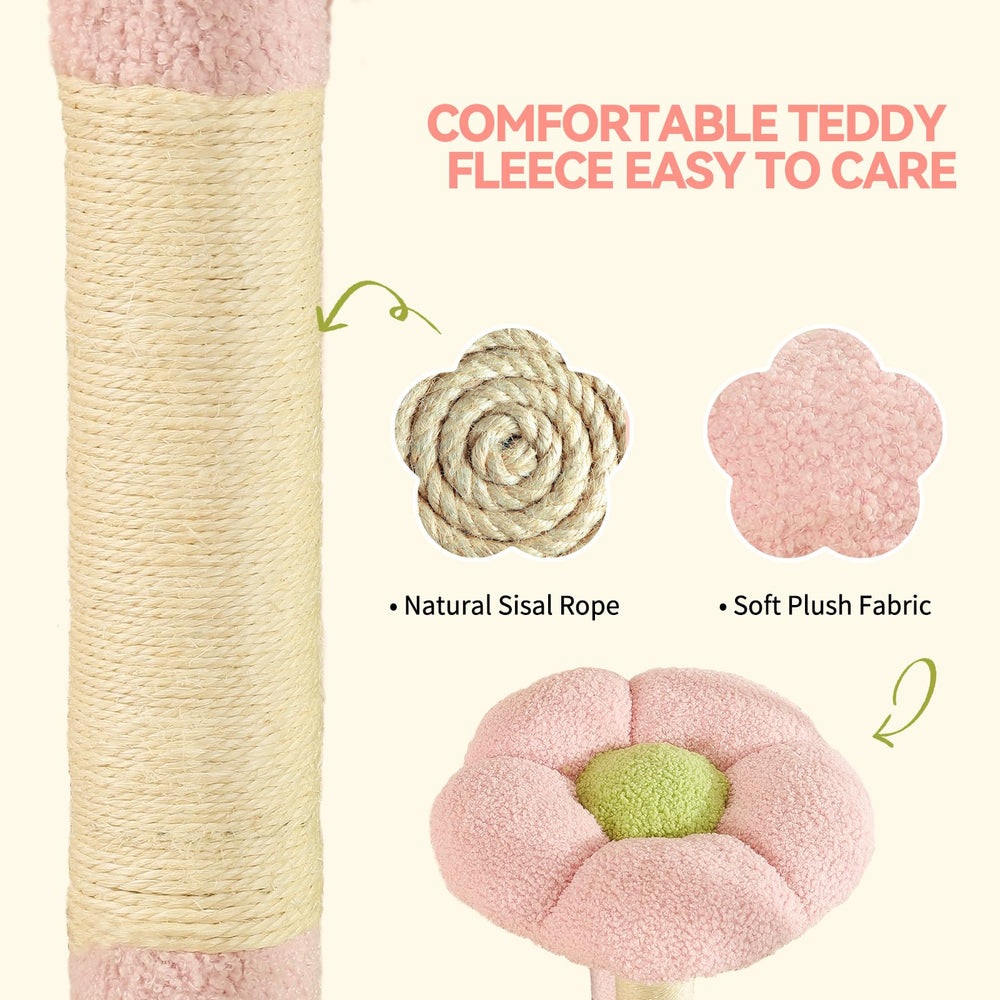 HOOPET 65-Inch Flower Cat Tree anti-tip base enhances stability during play