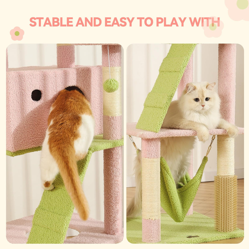 HOOPET cat tree with six sisal posts offers durable scratching and paw-friendly activity