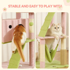 HOOPET cat tree with six sisal posts offers durable scratching and paw-friendly activity