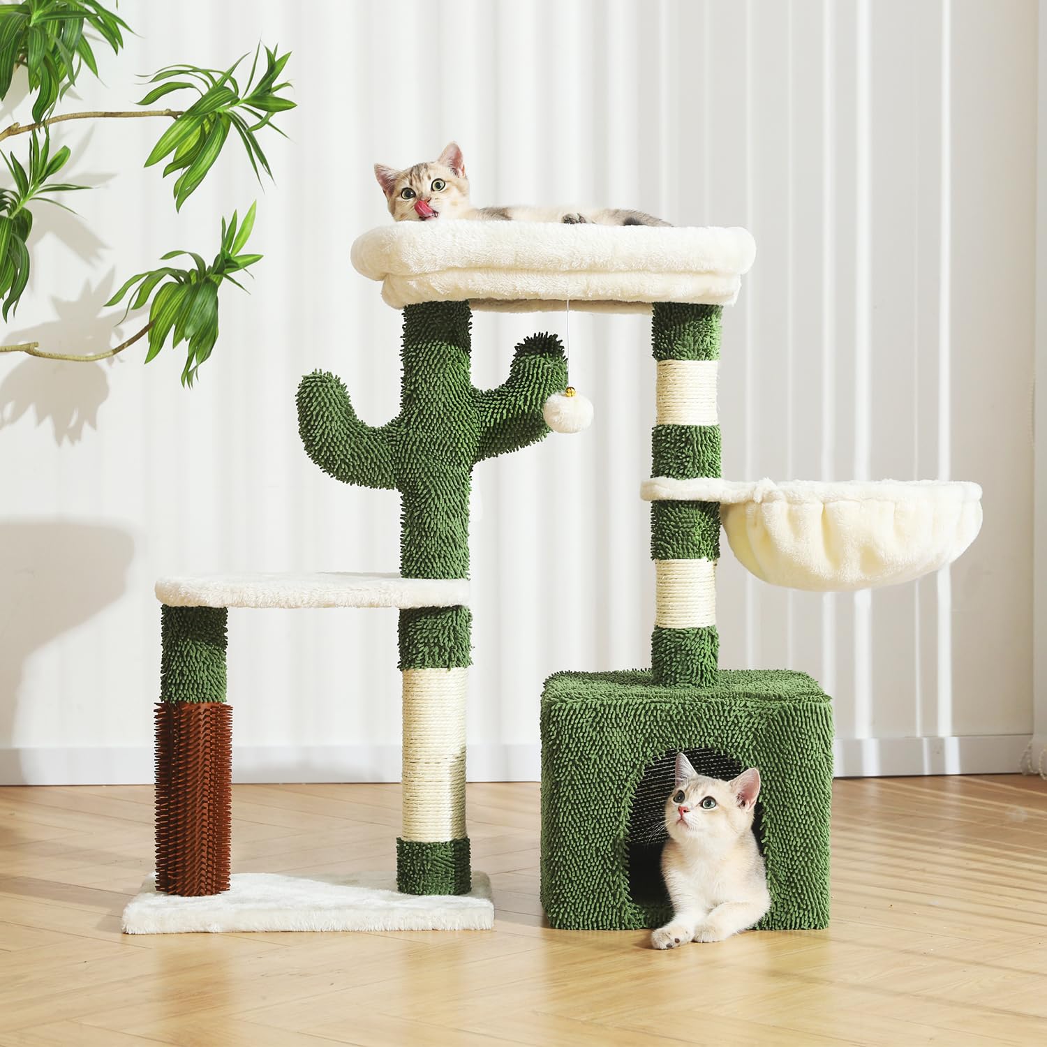 HOOPET cactus cat tree with cozy condo offers a playful hideaway for kittens