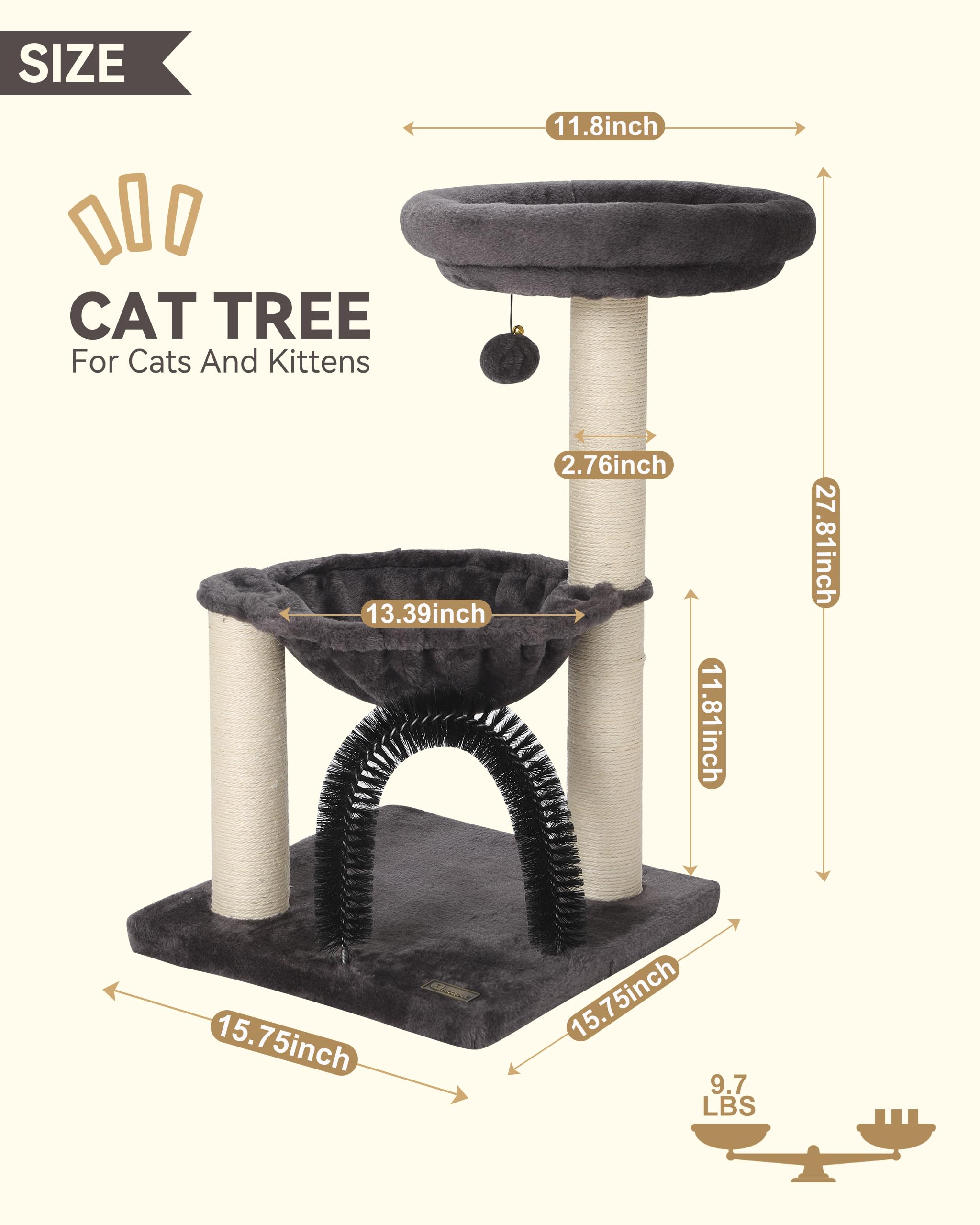 HOOPET cat tree anti-topple base ensures stable indoor use.