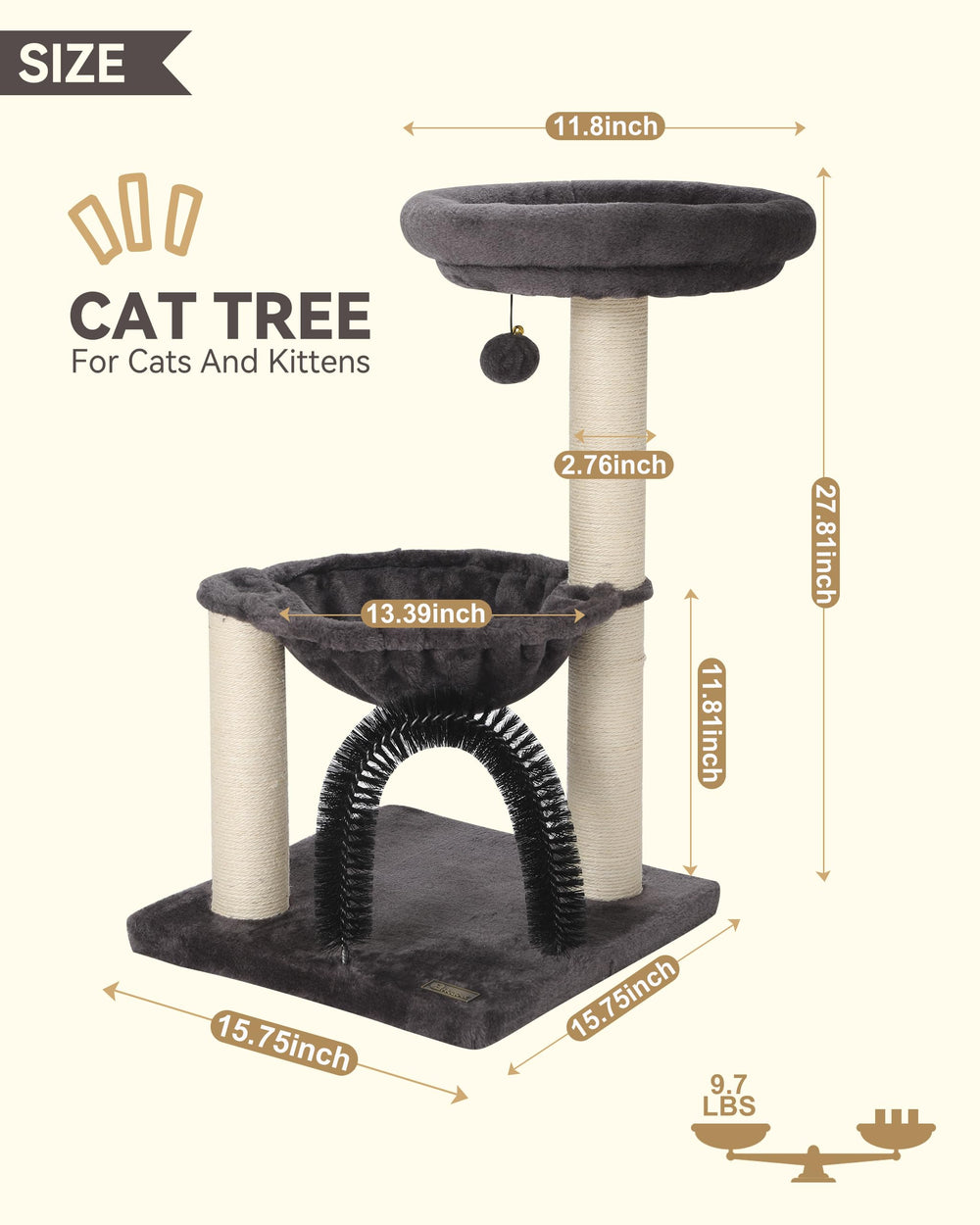 HOOPET cat tree anti-topple base ensures stable indoor use.
