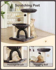 HOOPET cat tree massager brush provides a light grooming moment.