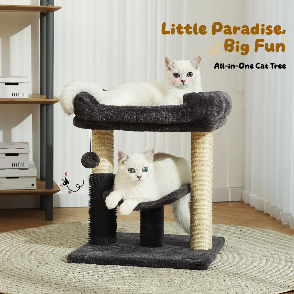 Hoopet cat tree hanging plush ball encourages playful engagement and exercise