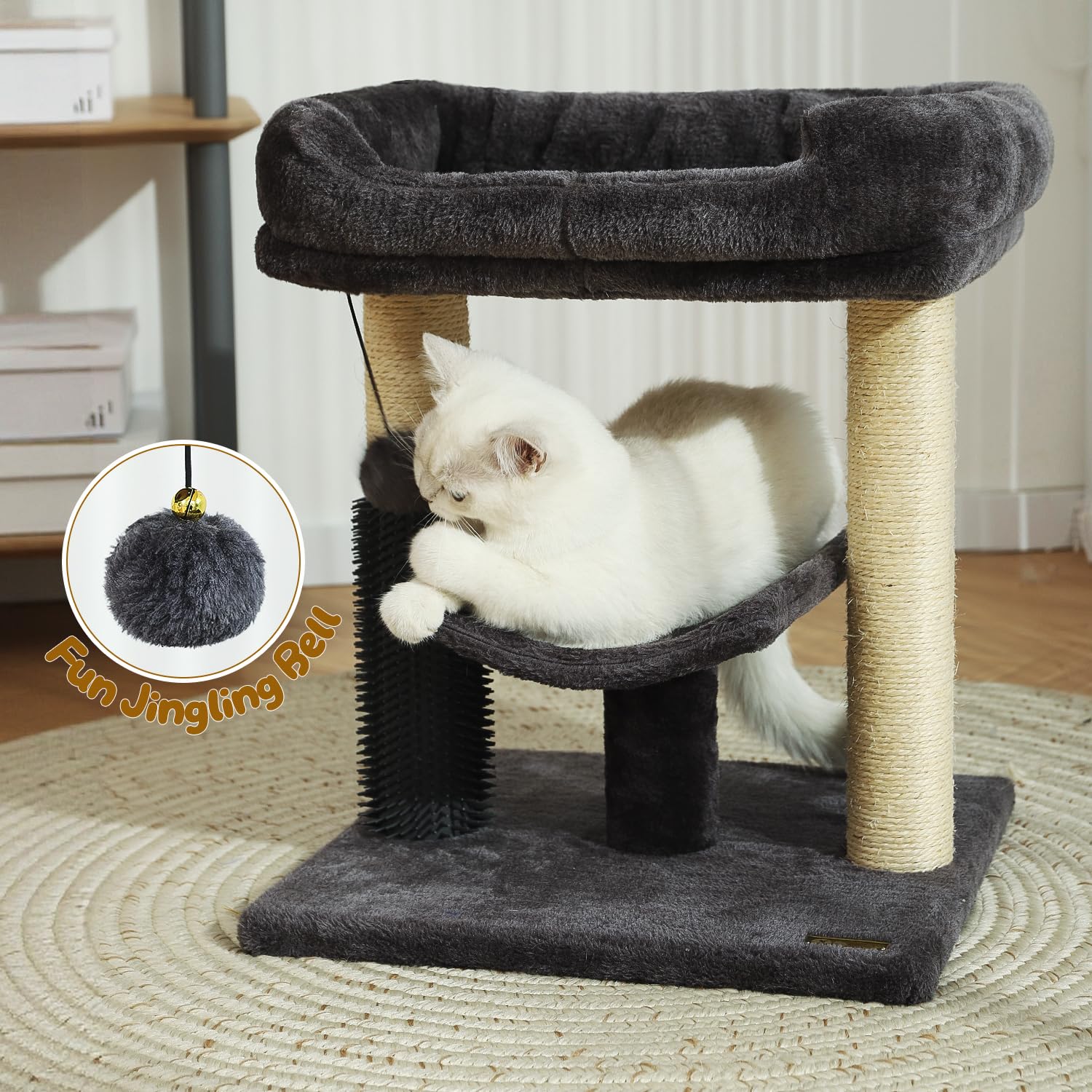 Hoopet cat tree smoky grey design blends with home decor