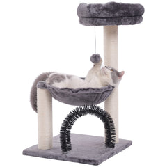 HOOPET cat tree top platform view offering elevated perch for curious indoor cats.