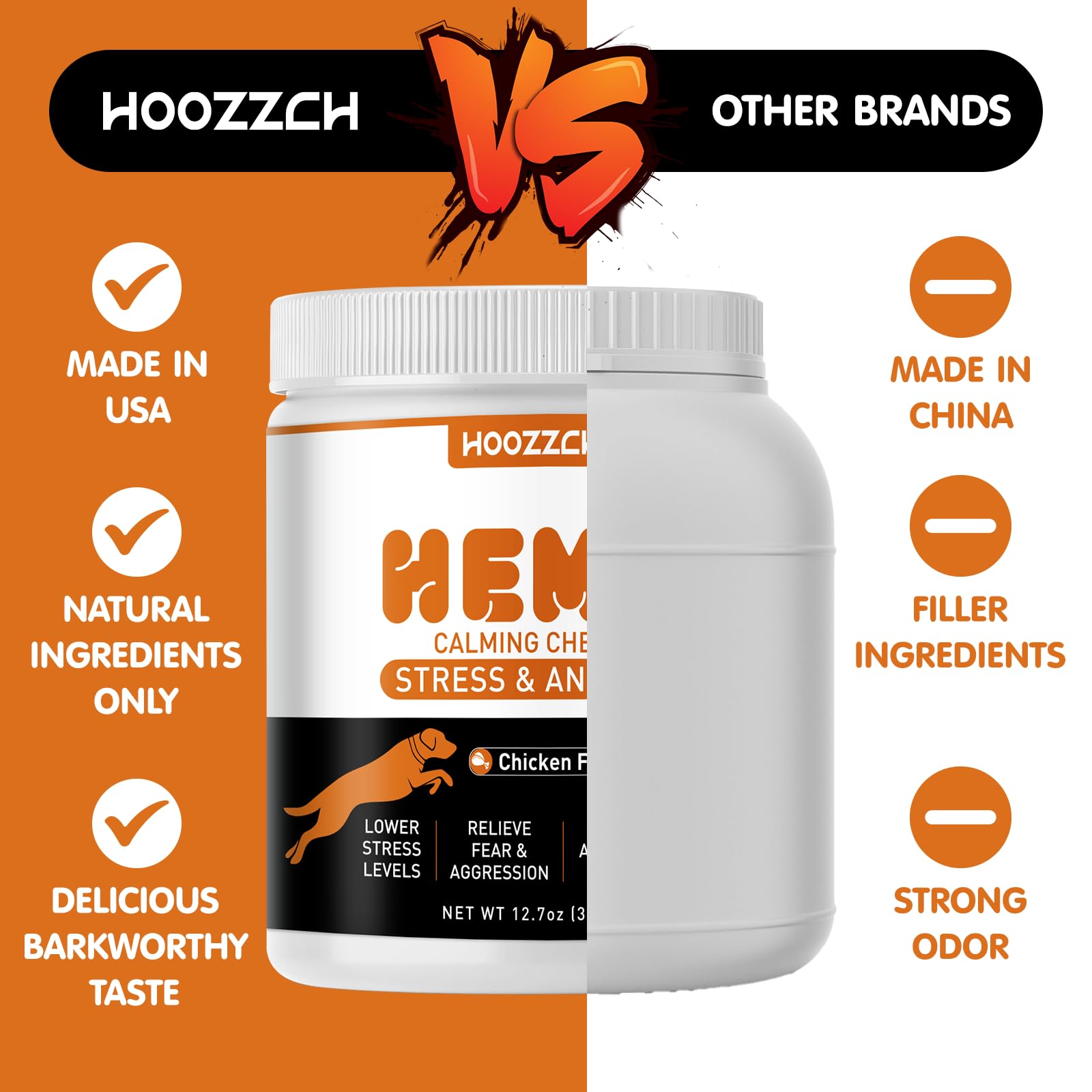 Hoozzch Calming Chews suited for car rides to ease stress.