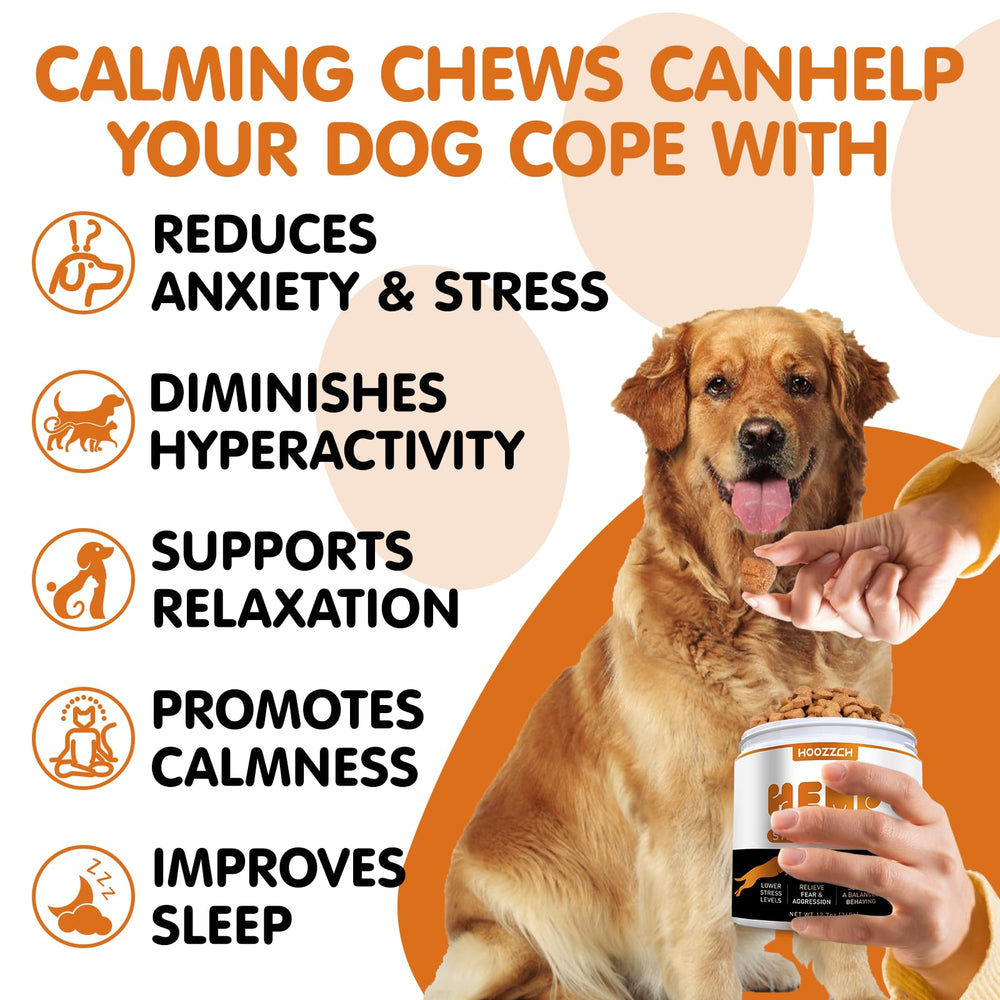 Hoozzch Calming Chews chicken-flavor close-up showcasing tasty calm support.