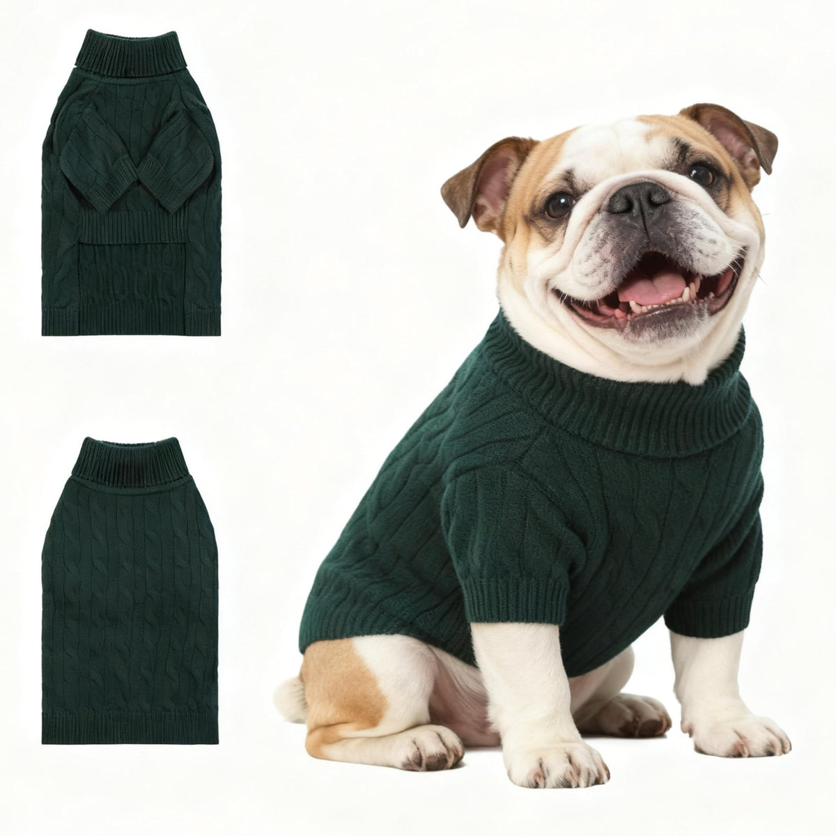 Hó Pêng-iú dog sweater front view in green shows cozy warmth for daily walks