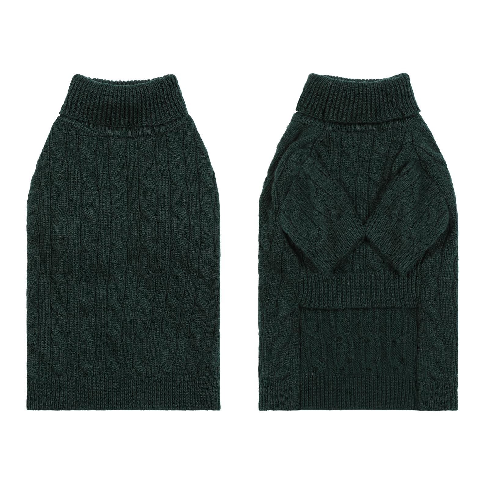 Hó Pêng-iú dog sweater size chart in green illustrates versatile sizing
