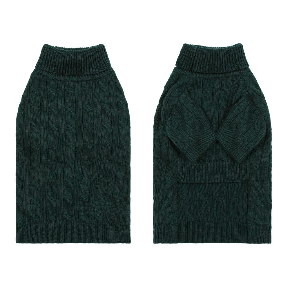 Hó Pêng-iú dog sweater size chart in green illustrates versatile sizing