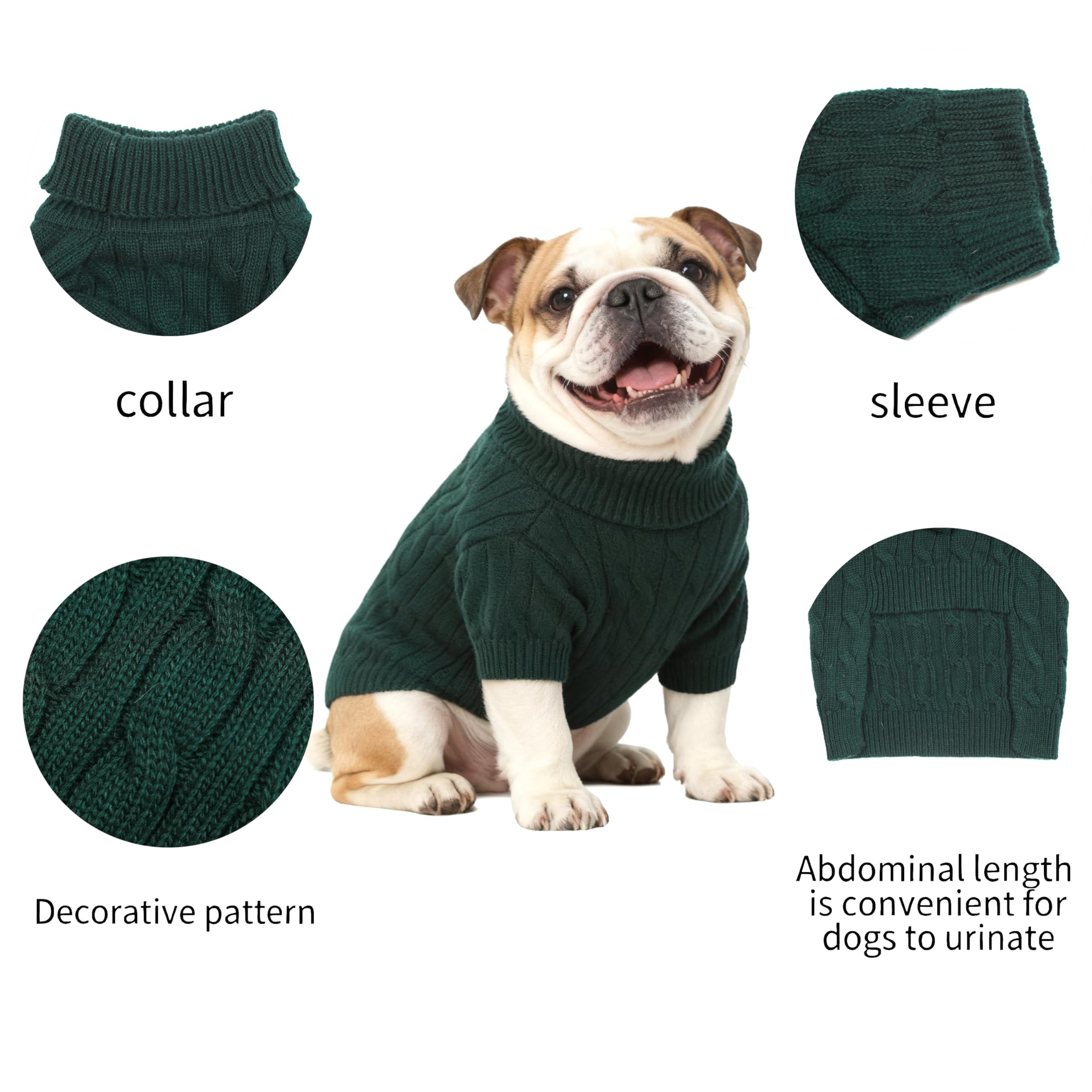 Hó Pêng-iú dog sweater worn on a dog in green for comfortable daily wear