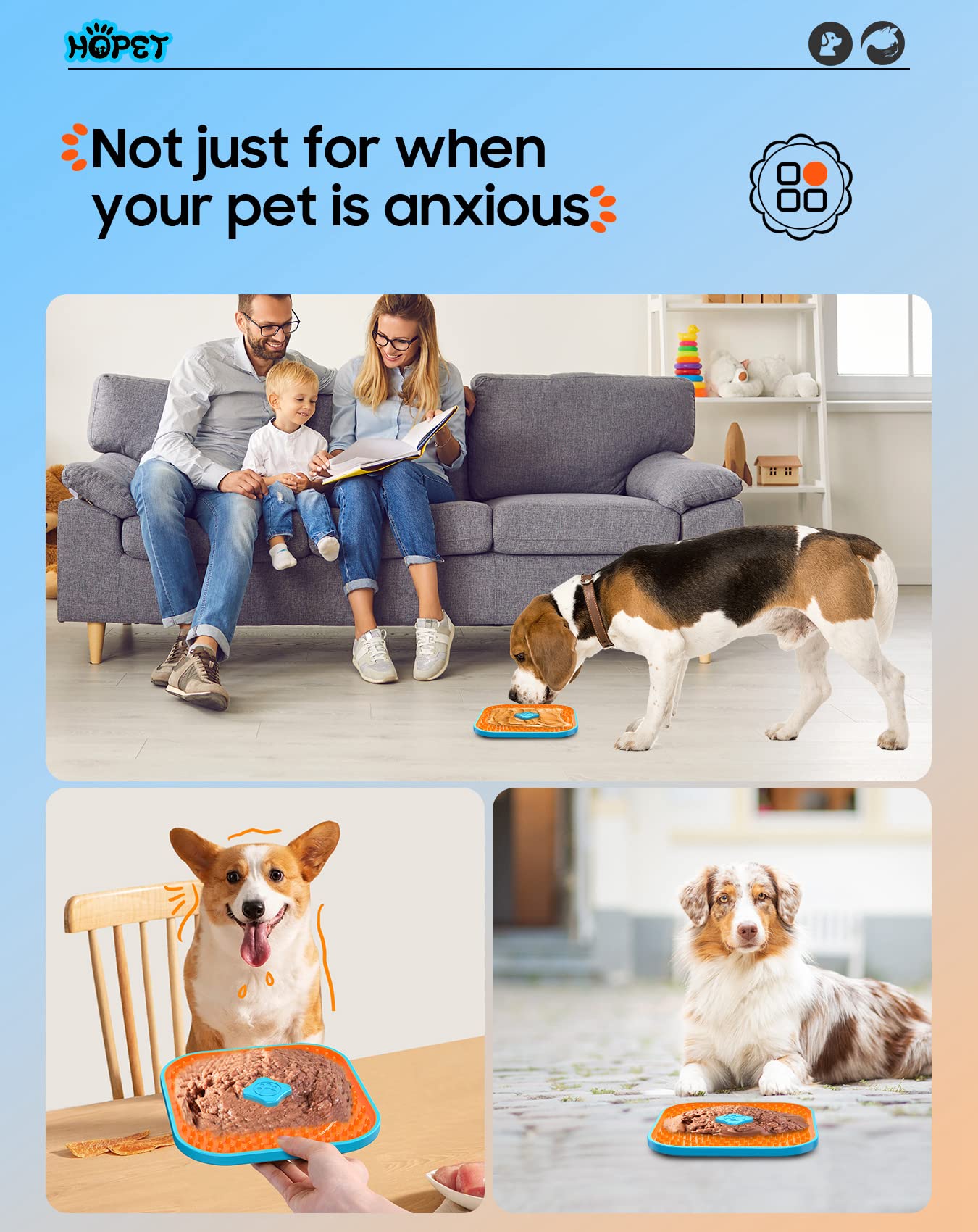 HOPET large licking mat offers ample space for treats and slow feeding.