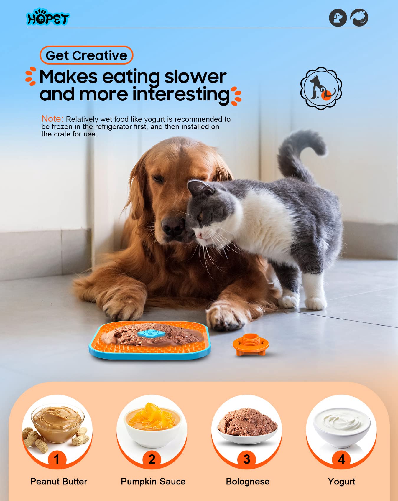 HOPET dishwasher-safe lick mat cleans quickly after tasty rewards.