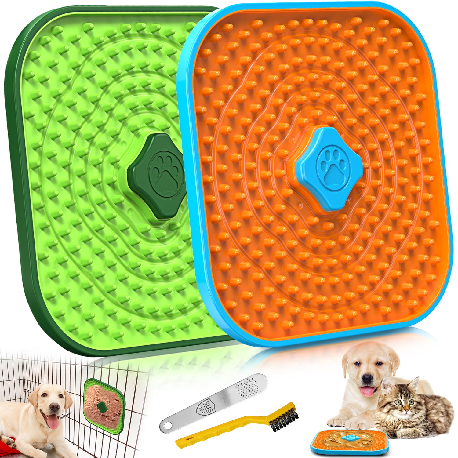 HOPET dog licking mat two-pack front view promotes slow feeding and enrichment.