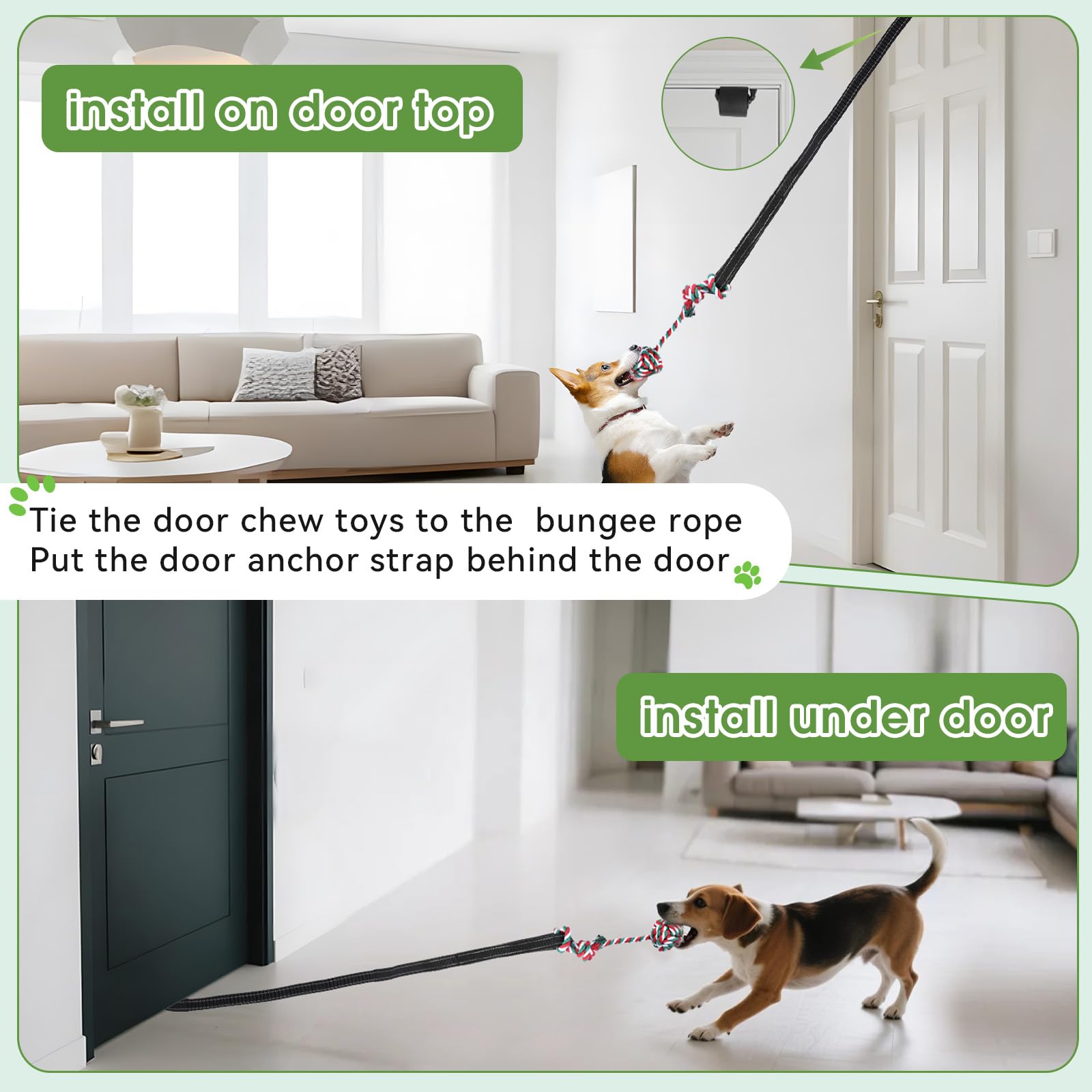 HOPET door-rail-tug hook setup for indoor play