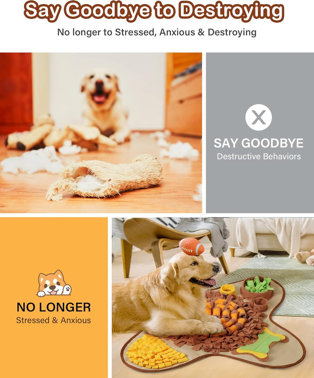 HOPET Snuffle Mat with multiple feeding pockets engaging smart dogs.