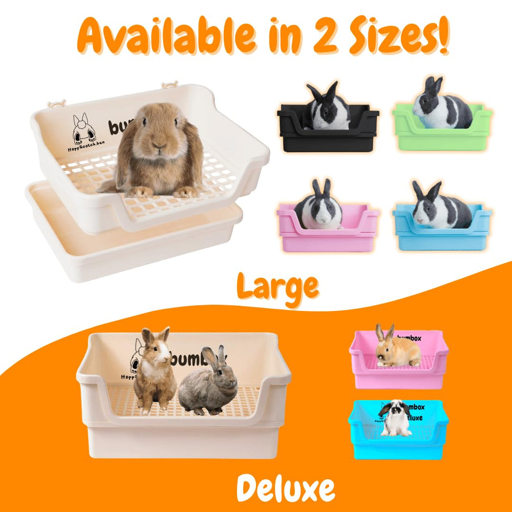HoppScotch.bun Bumbox large rabbit litter box side view emphasizes compact footprint for space-efficient cages