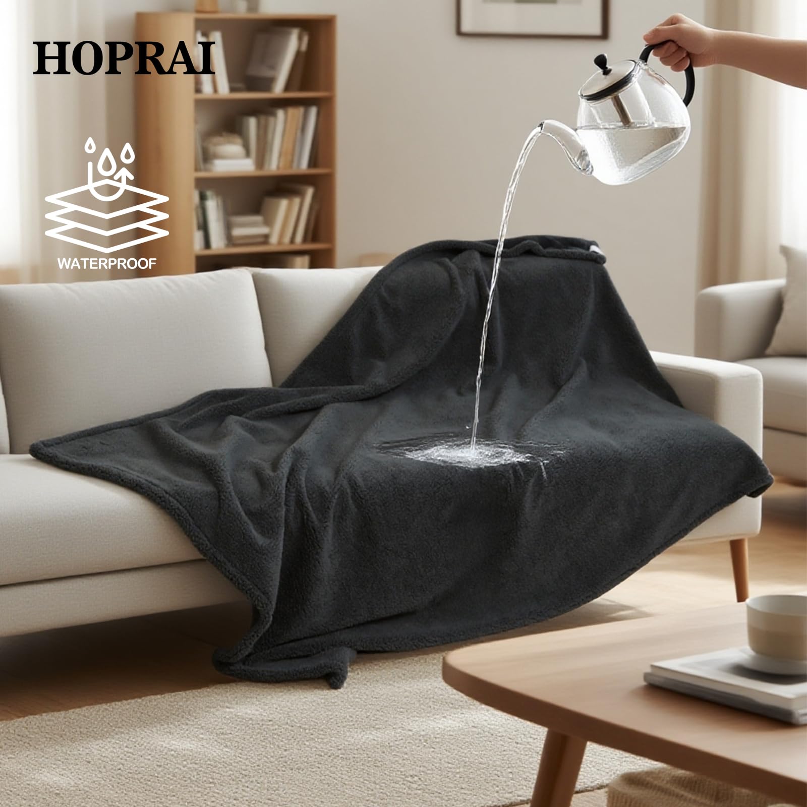 HOPRAI dog blanket sherpa fleece lining adds warmth for cozy naps.