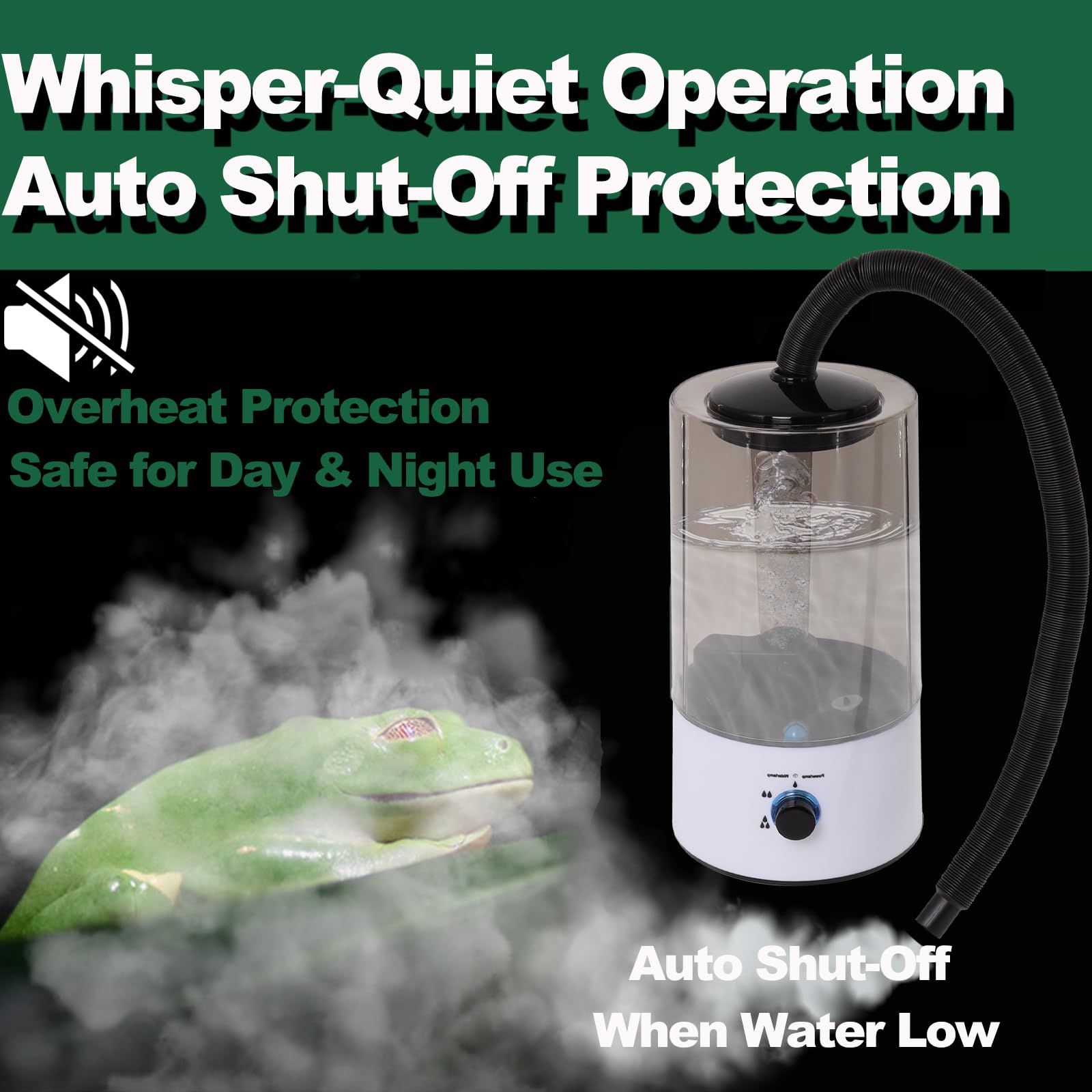 Hoqqf fits reptiles, amphibians, and tropical plants in one setup.