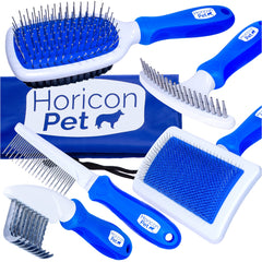 Horicon Pet ball-pin-bristle brush provides gentle detangling for a smooth coat.