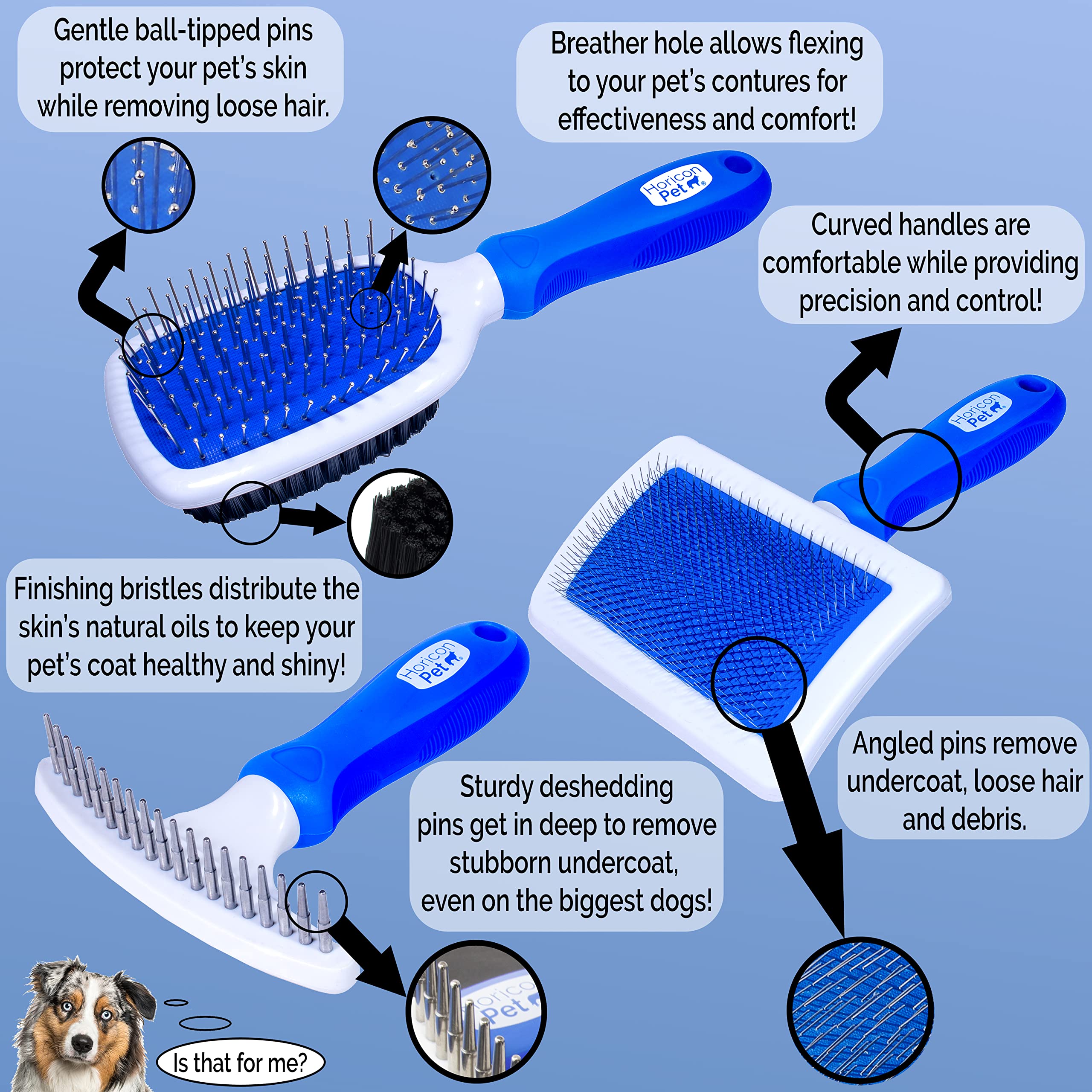 Horicon Pet deshedding-edge-comb helps manage undercoat with controlled shedding.