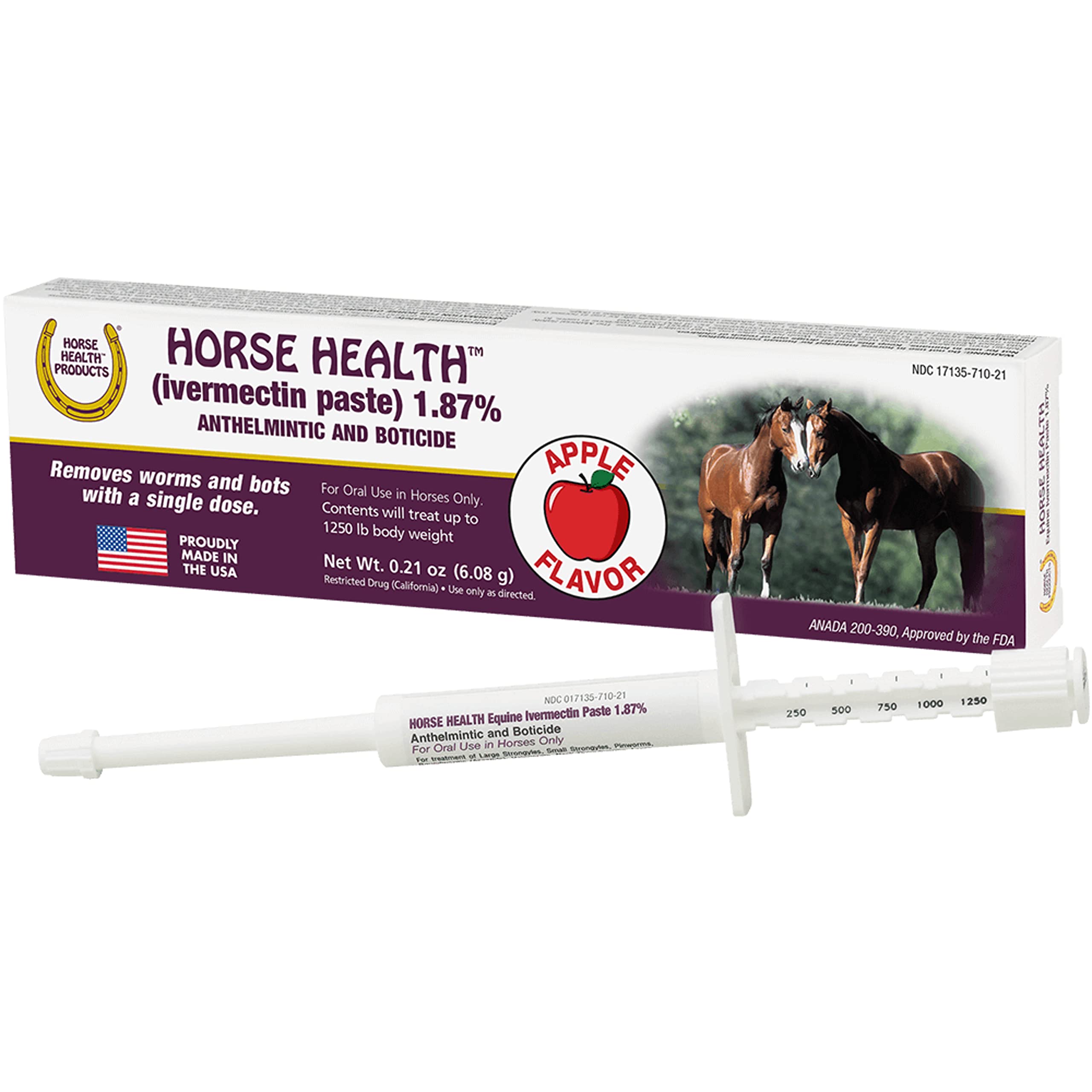 Horse Health ivermectin-paste-application shows simple single-dose deworming for horses up to 1250 lbs