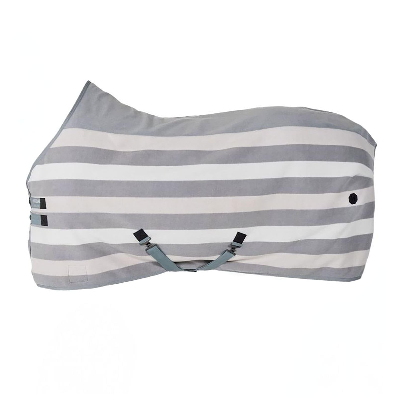 Horseware Newmarket Fleece Cooler front-closure view demonstrates a secure fit for daily use.